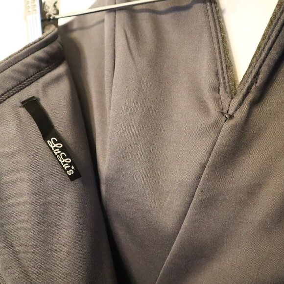 Lulus Quilted Cotton Dark Gray Strapless Dress Asymmetric Front - Picture 6 of 6